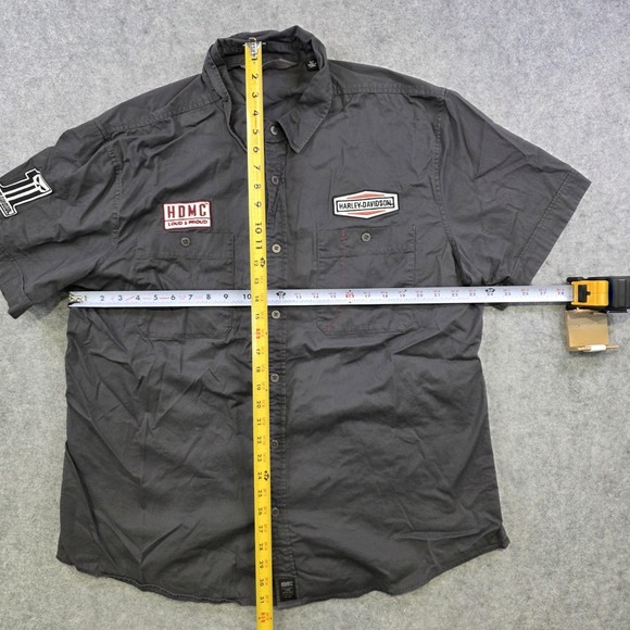 Harley-Davidson HDMC Loud & Proud Shirt Mens 2XL Gray Mechanic Button Up - Picture 7 of 10